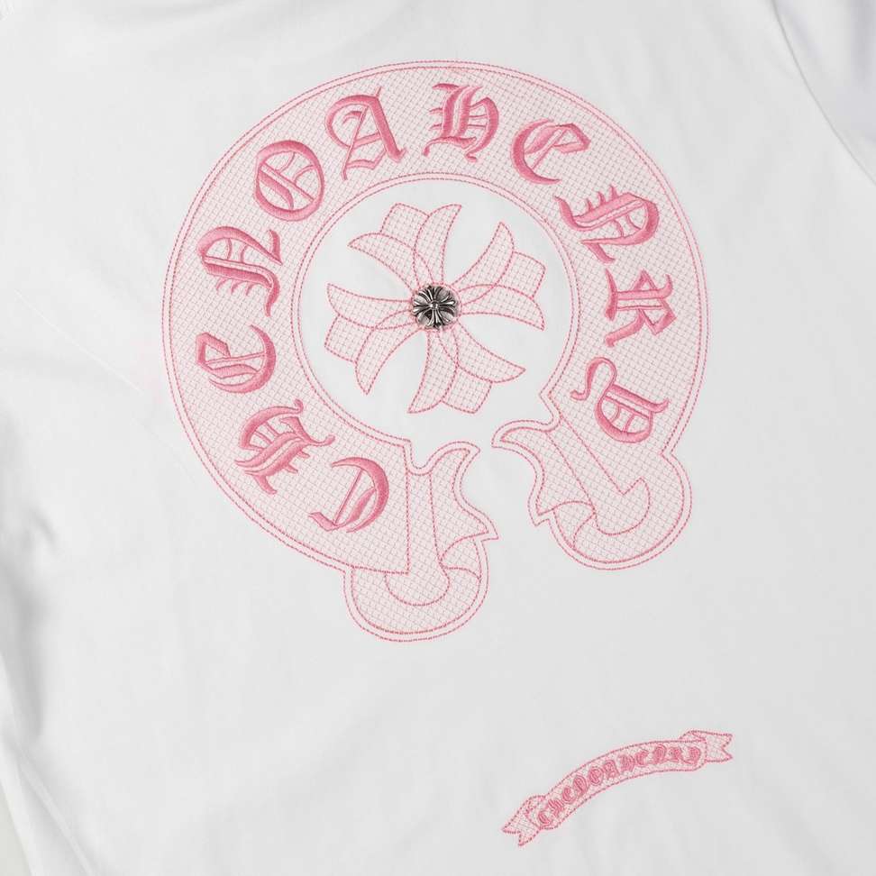 White Chrome Light Pink Gem Heart